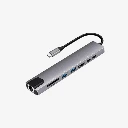HUB USB C 8 en 1 Para Lapotop con RJ45, HDMI, Puertos Tipo C, USB y Lector SD