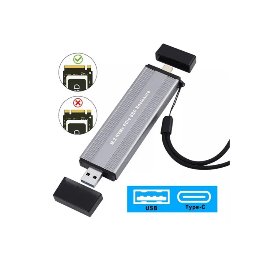 Case Externo PCI-e M.2 NVMe Conexion Type-C y USB 3.2
