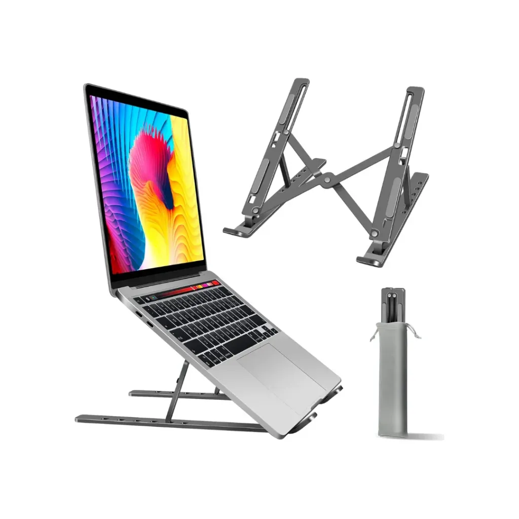 Base para Laptop Ajustable y Portatil de Aluminio - Color Gris Plomo