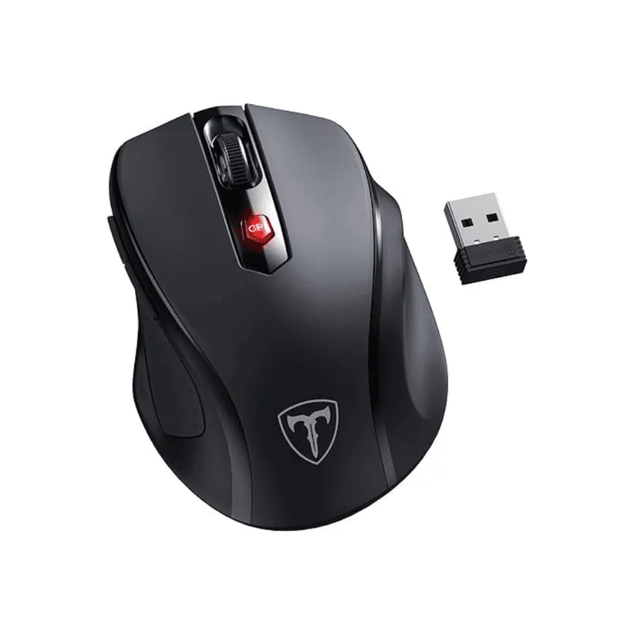 Mouse inalámbrico VicTsing 2.4G con receptor USB, 5 niveles de DPI y 6 botones - Negro